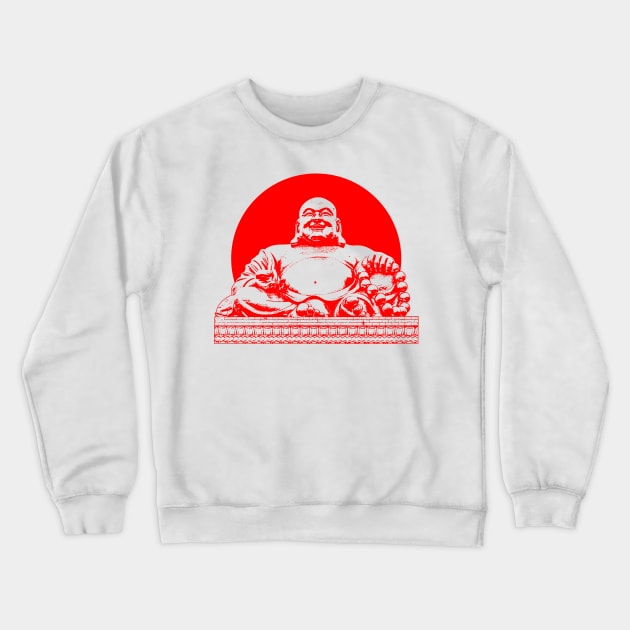 Buddhism Art Red Color Crewneck Sweatshirt by Botak Solid Art